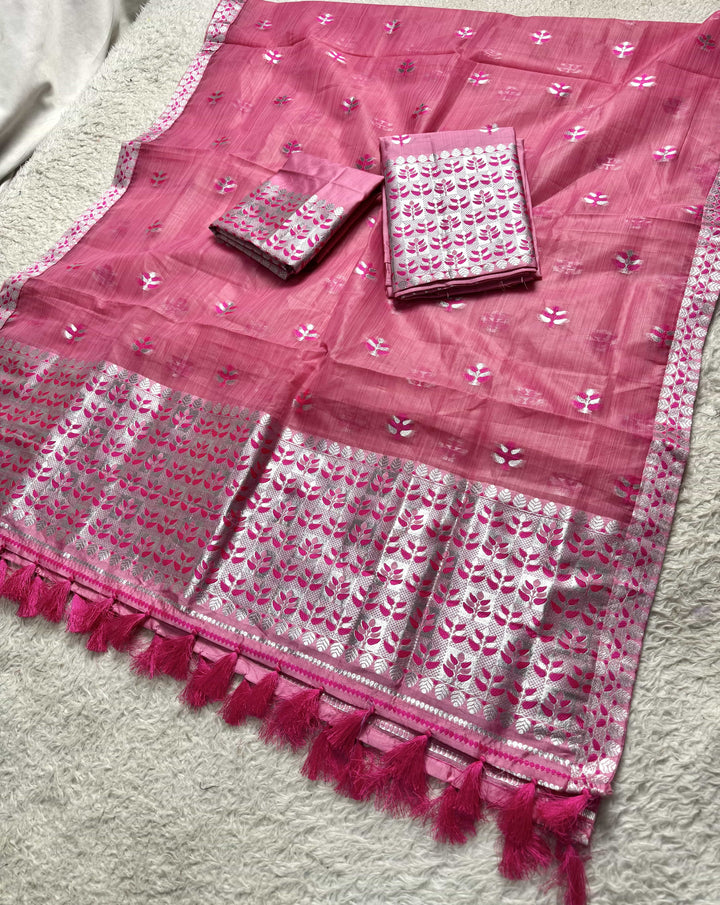 Ready-To-Wear Silver Jari Premium Poly Mekhela Art-Nuni Sador
