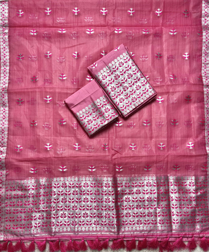 Ready-To-Wear Silver Jari Premium Poly Mekhela Art-Nuni Sador
