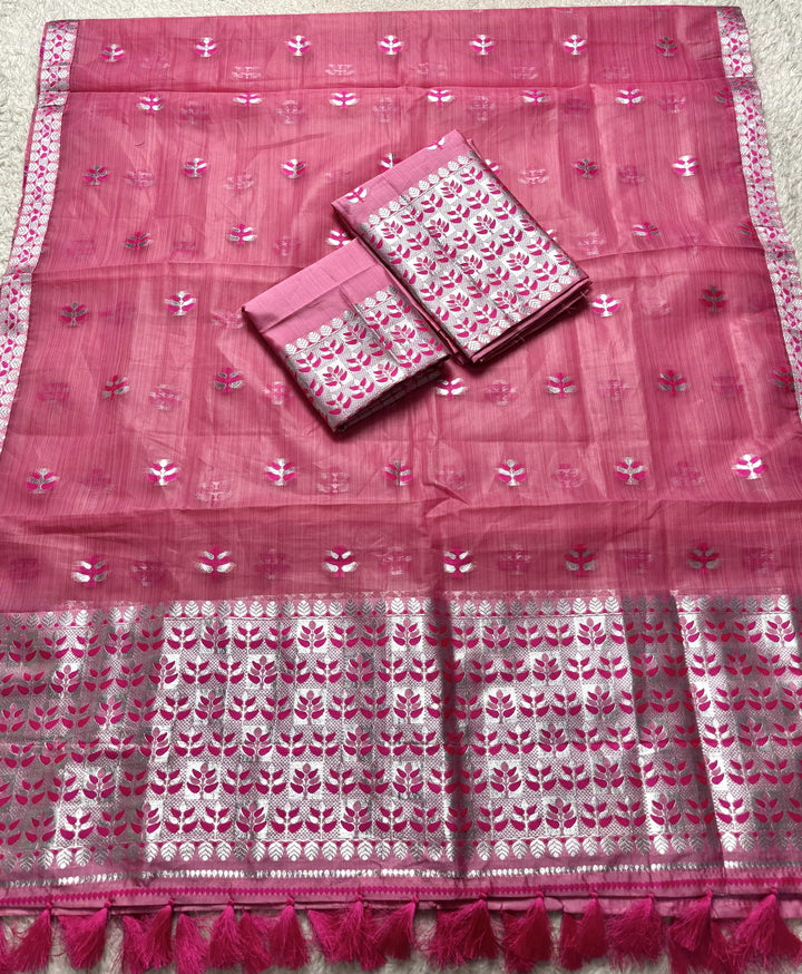 Ready-To-Wear Silver Jari Premium Poly Mekhela Art-Nuni Sador