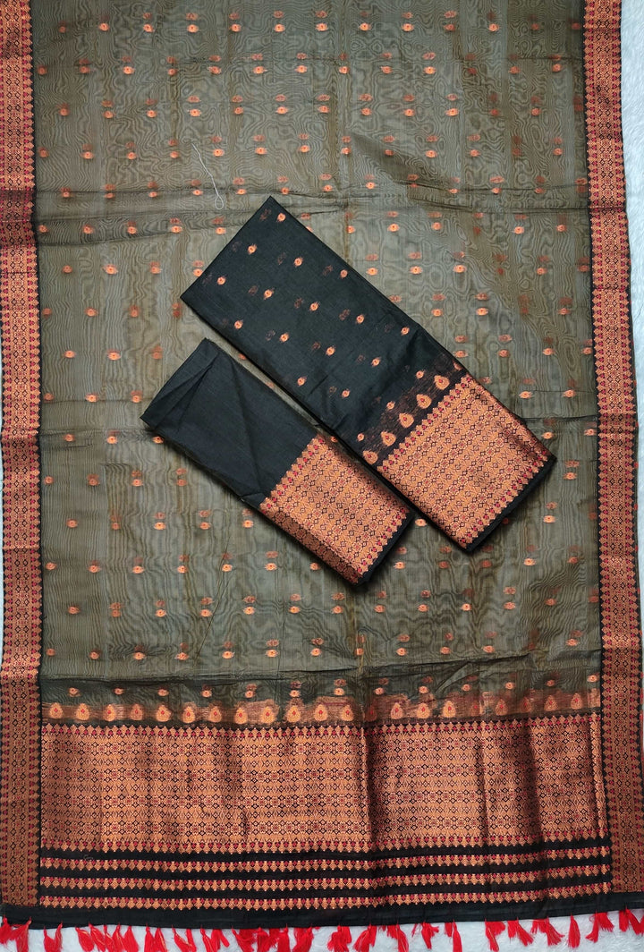 Ready-To-Wear Copper Jari Super Cotton Mekhela Art-Nuni Sador
