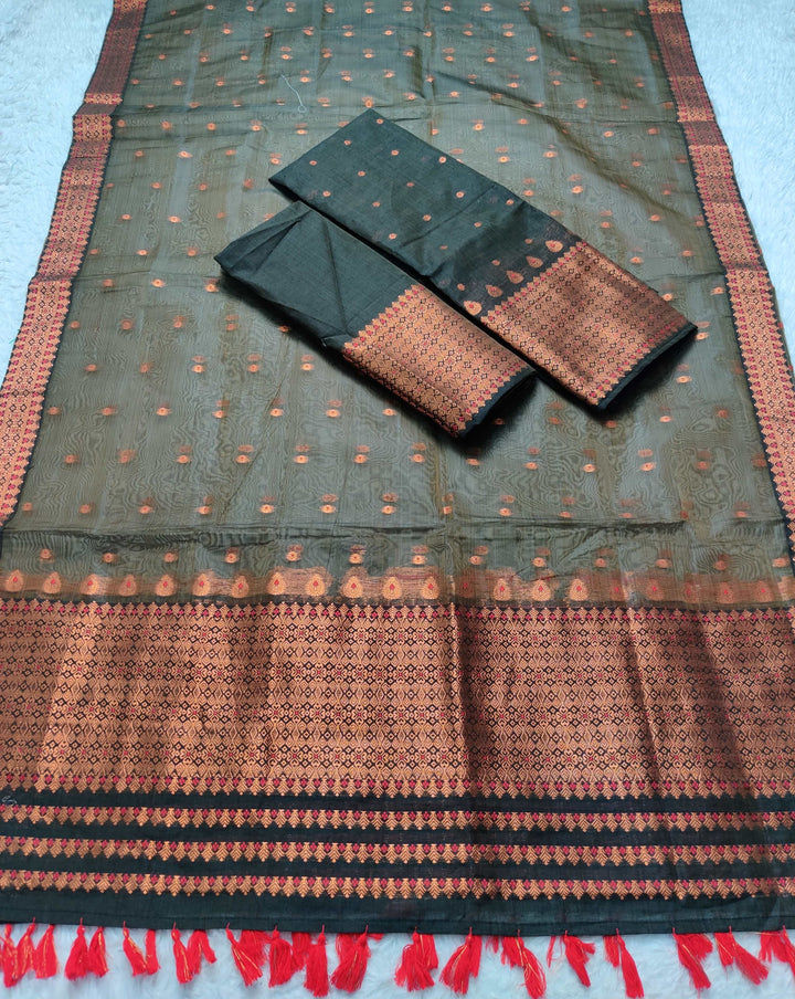 Ready-To-Wear Copper Jari Super Cotton Mekhela Art-Nuni Sador