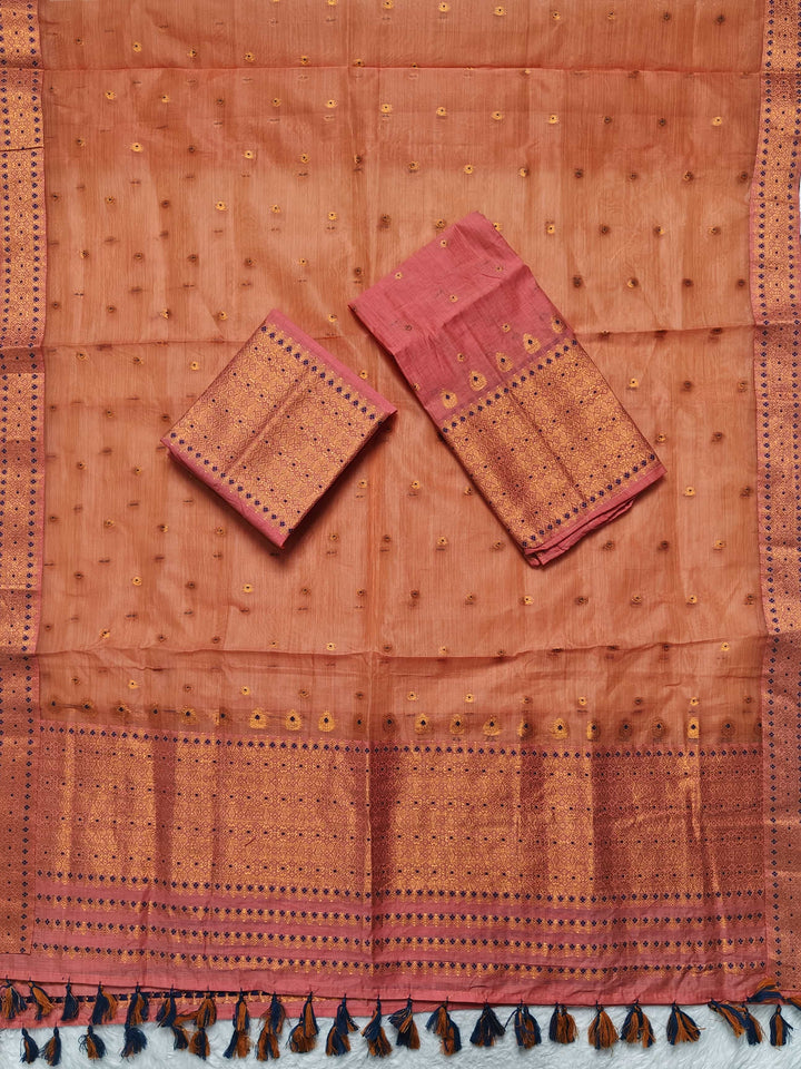 Ready-To-Wear Copper Jari Super Cotton Mekhela Art-Nuni Sador
