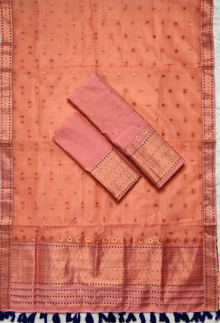 Ready-To-Wear Copper Jari Super Cotton Mekhela Art-Nuni Sador