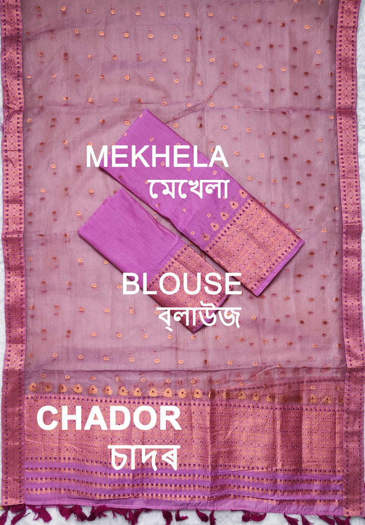 Ready-To-Wear Copper Jari Super Cotton Mekhela Art-Nuni Sador