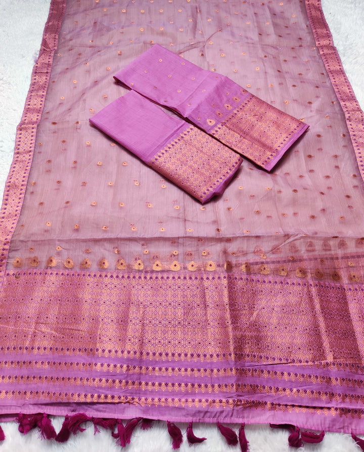 Ready-To-Wear Copper Jari Super Cotton Mekhela Art-Nuni Sador