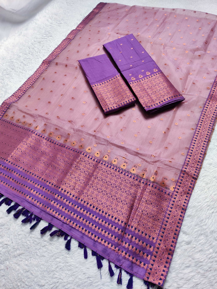 Ready-To-Wear Copper Jari Super Cotton Mekhela Art-Nuni Sador
