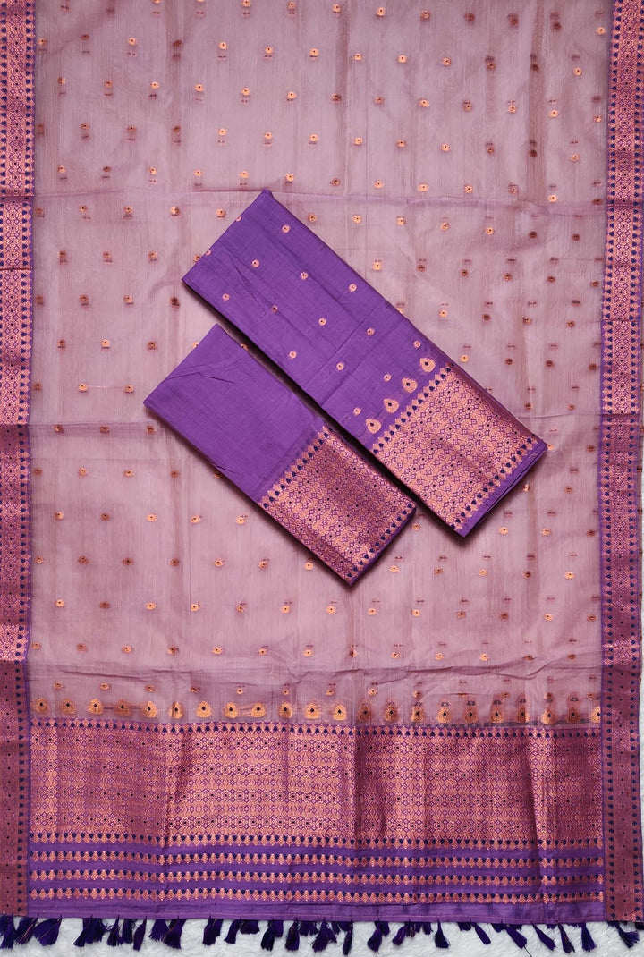 Ready-To-Wear Copper Jari Super Cotton Mekhela Art-Nuni Sador