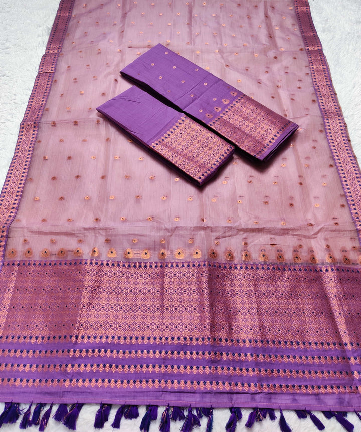 Ready-To-Wear Copper Jari Super Cotton Mekhela Art-Nuni Sador