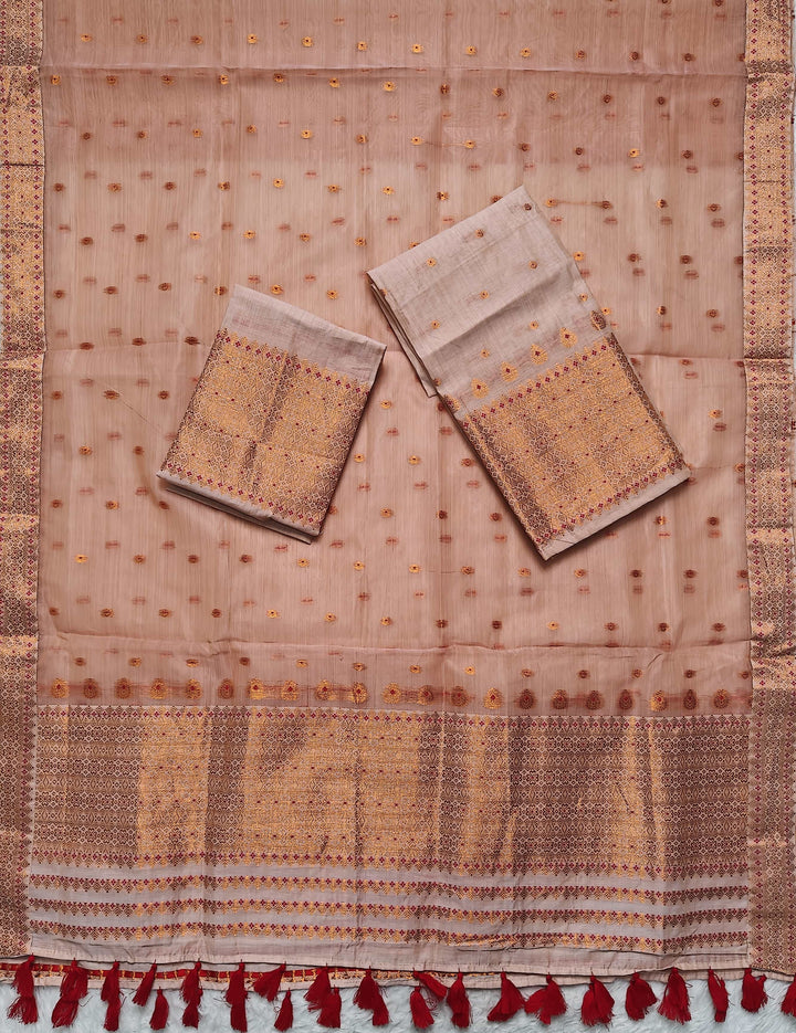 Ready-To-Wear Copper Jari Super Cotton Mekhela Art-Nuni Sador