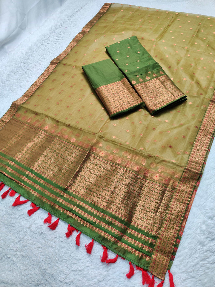 Ready-To-Wear Copper Jari Super Cotton Mekhela Art-Nuni Sador