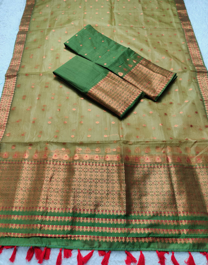 Ready-To-Wear Copper Jari Super Cotton Mekhela Art-Nuni Sador