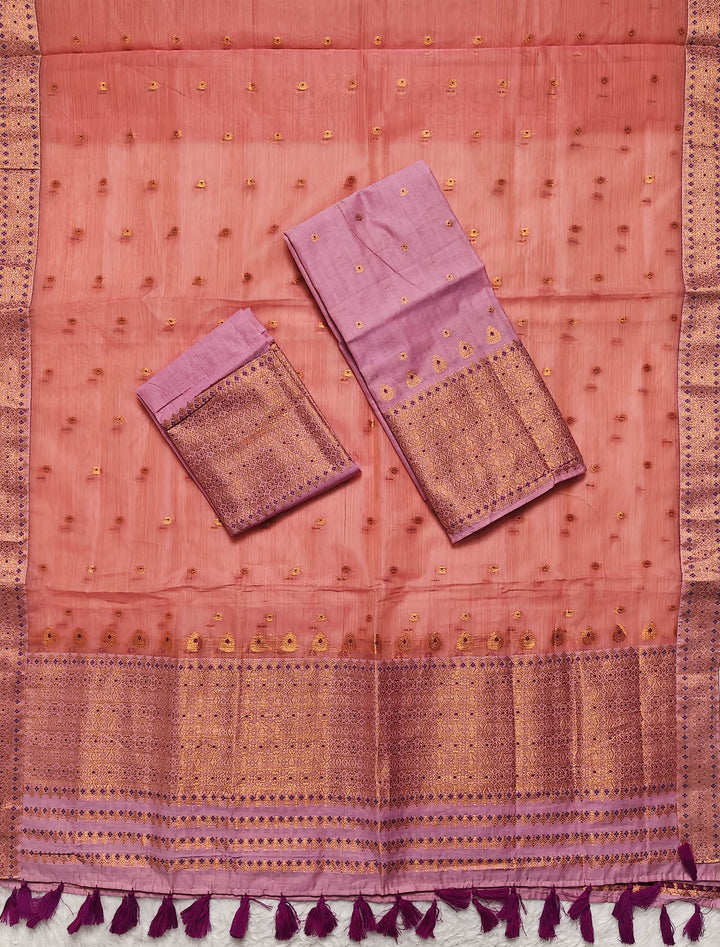 Ready-To-Wear Copper Jari Super Cotton Mekhela Art-Nuni Sador
