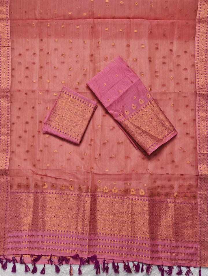 Ready-To-Wear Copper Jari Super Cotton Mekhela Art-Nuni Sador