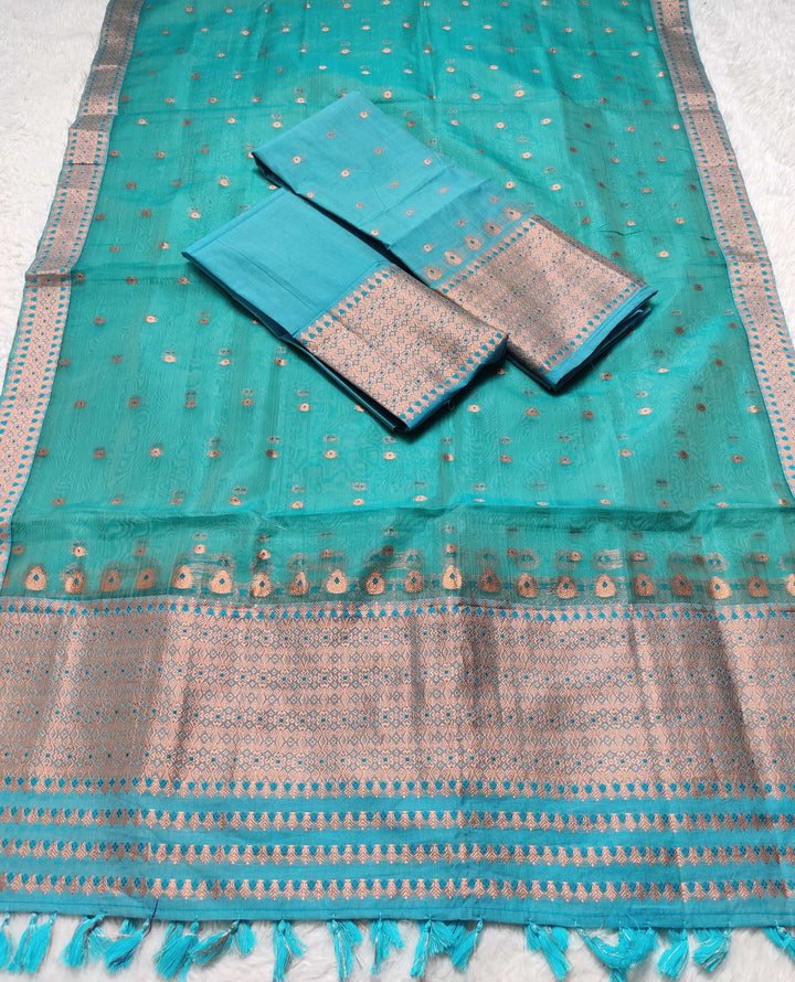 Ready-To-Wear Copper Jari Super Cotton Mekhela Art-Nuni Sador