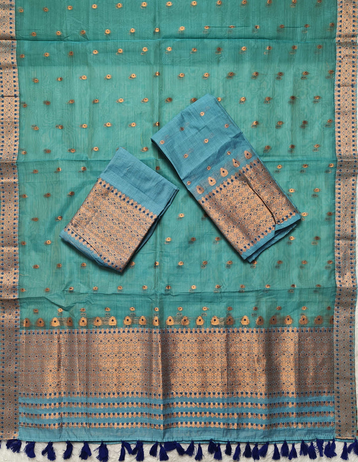 Ready-To-Wear Copper Jari Super Cotton Mekhela Art-Nuni Sador