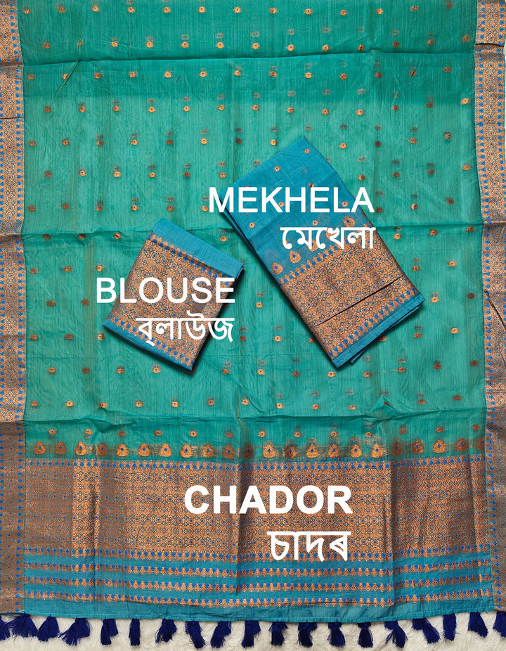 Ready-To-Wear Copper Jari Super Cotton Mekhela Art-Nuni Sador
