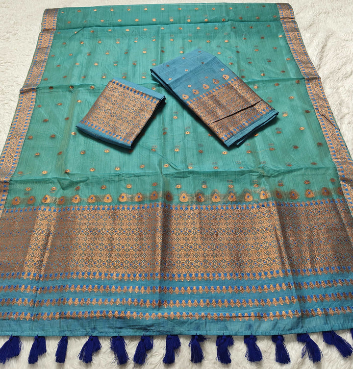 Ready-To-Wear Copper Jari Super Cotton Mekhela Art-Nuni Sador