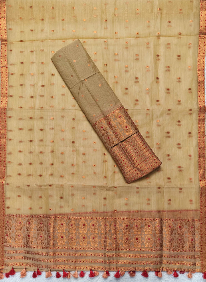 Ready-To-Wear Copper Jari Super Cotton Mekhela Art-Nuni Sador