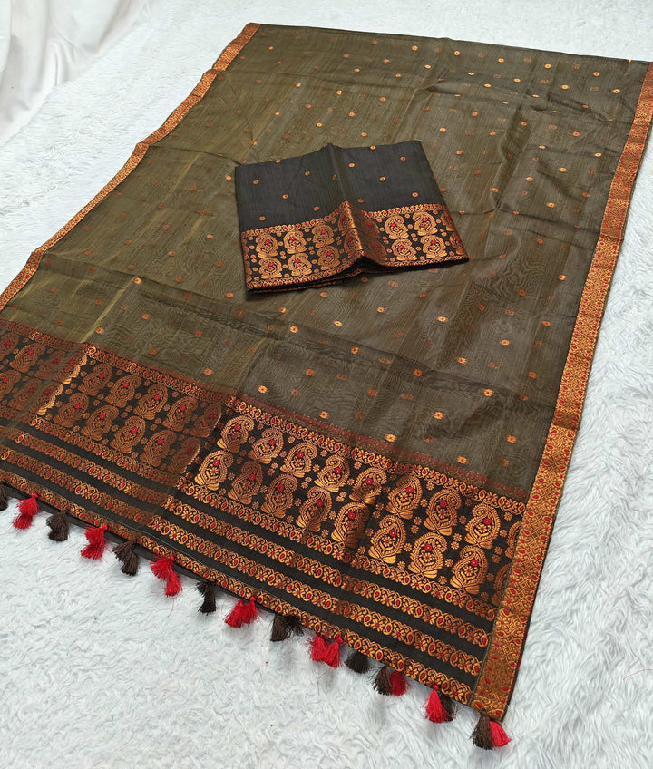 Ready-To-Wear Copper Jari Super Cotton Mekhela Art-Nuni Sador