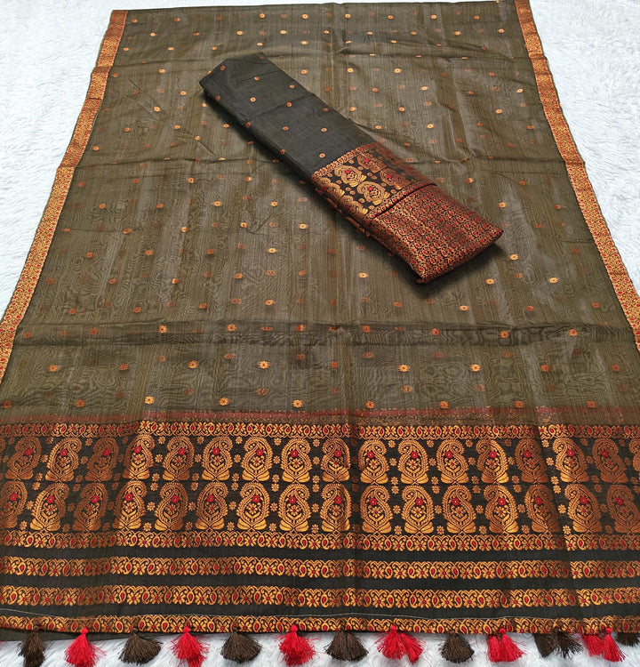 Ready-To-Wear Copper Jari Super Cotton Mekhela Art-Nuni Sador
