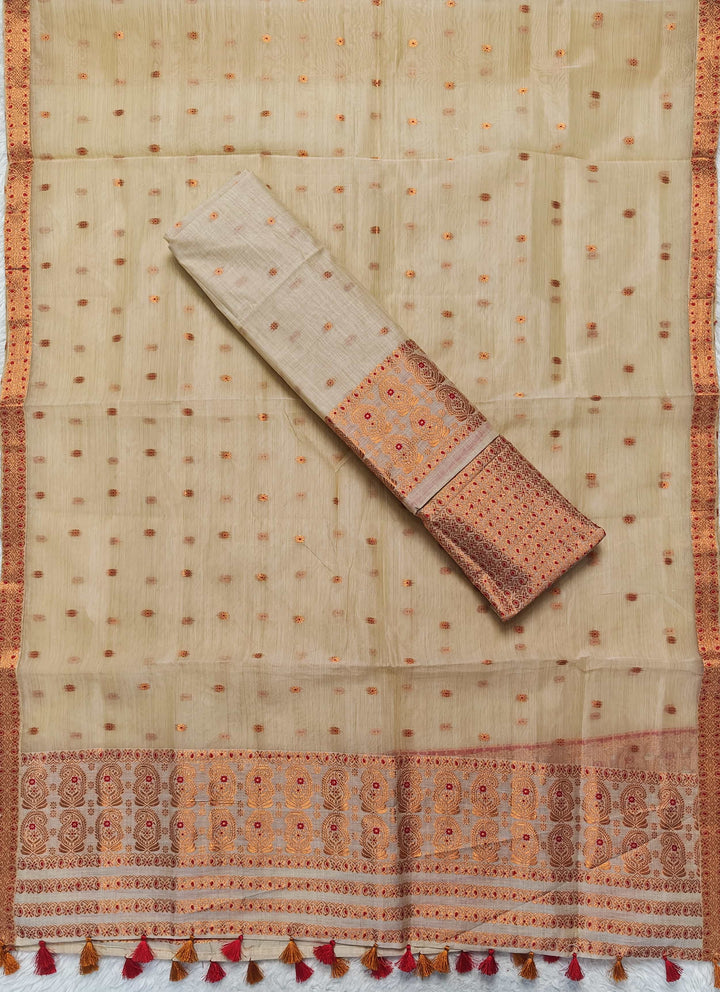 Ready-To-Wear Copper Jari Super Cotton Mekhela Art-Nuni Sador