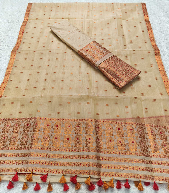 Ready-To-Wear Copper Jari Super Cotton Mekhela Art-Nuni Sador