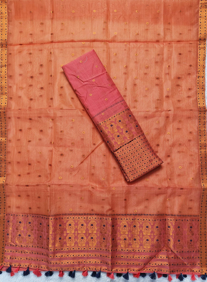 Ready-To-Wear Copper Jari Super Cotton Mekhela Art-Nuni Sador