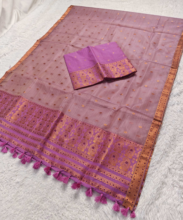 Ready-To-Wear Copper Jari Super Cotton Mekhela Art-Nuni Sador