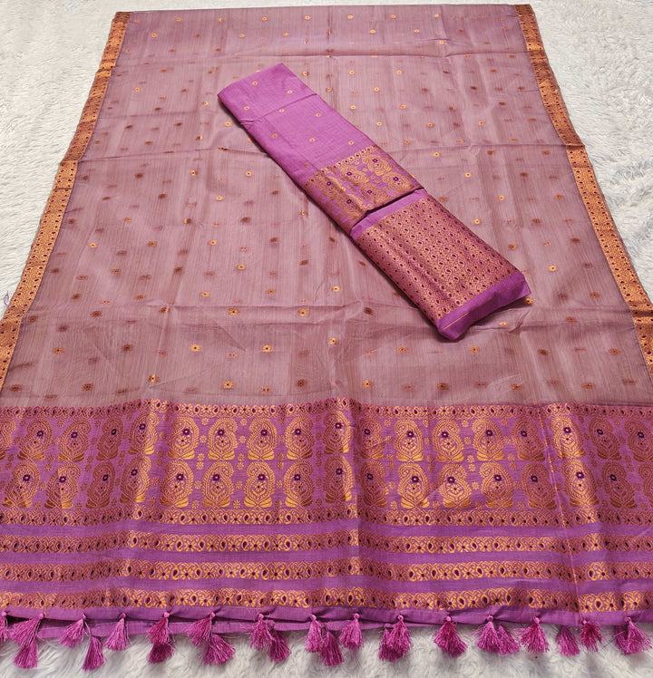 Ready-To-Wear Copper Jari Super Cotton Mekhela Art-Nuni Sador