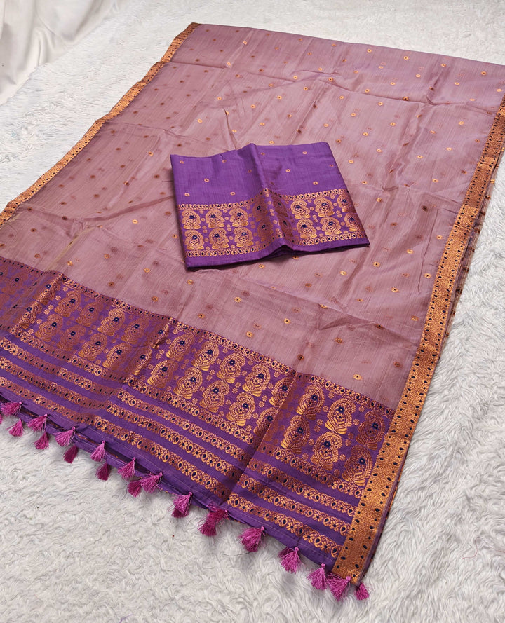 Ready-To-Wear Copper Jari Super Cotton Mekhela Art-Nuni Sador