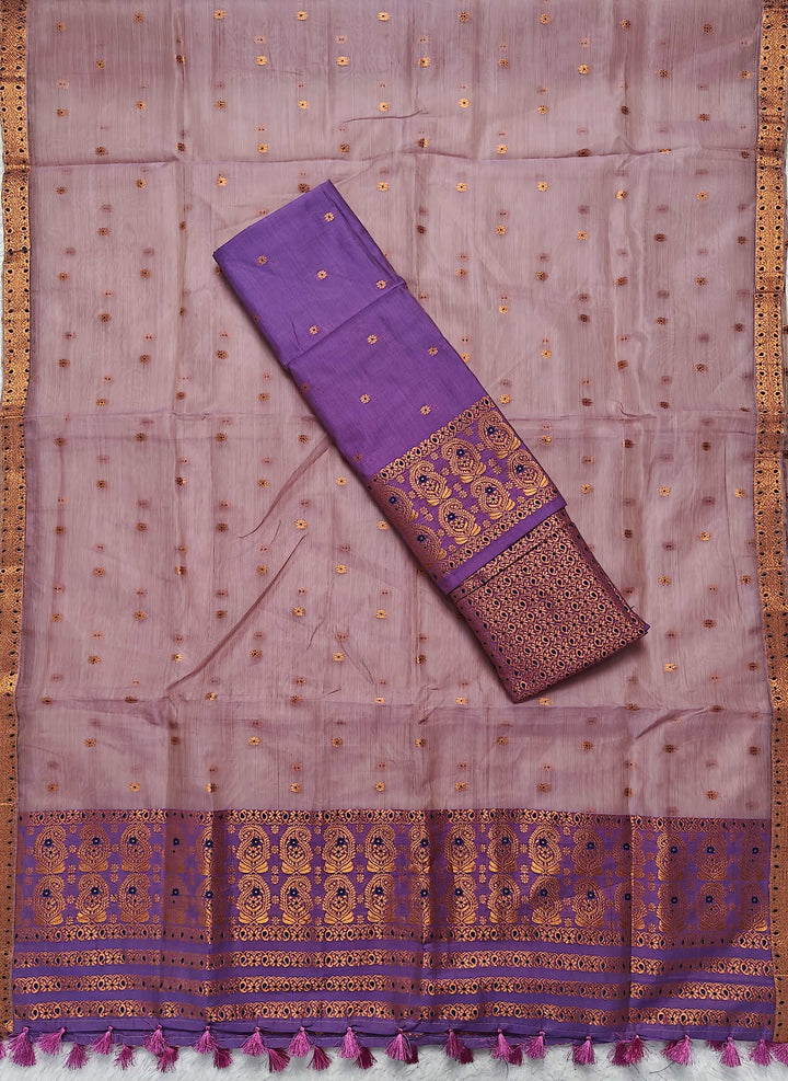 Ready-To-Wear Copper Jari Super Cotton Mekhela Art-Nuni Sador