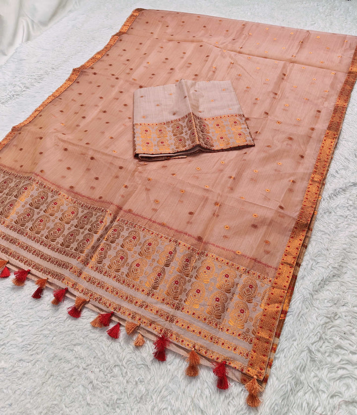 Ready-To-Wear Copper Jari Super Cotton Mekhela Art-Nuni Sador