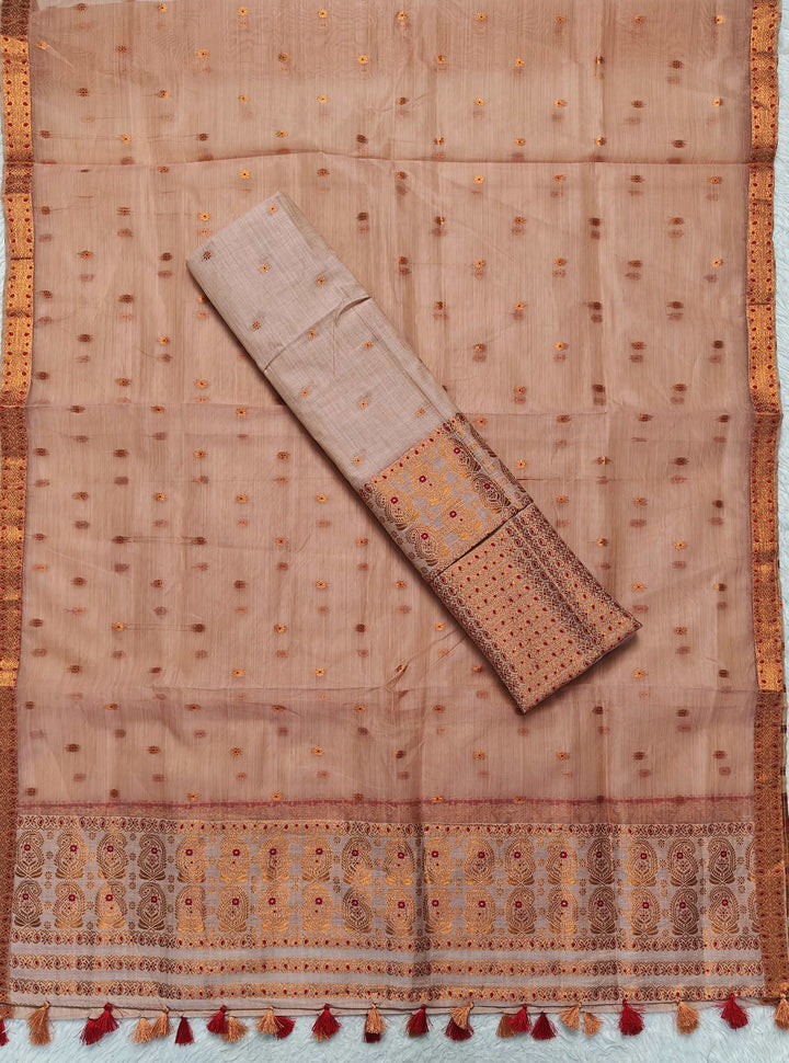 Ready-To-Wear Copper Jari Super Cotton Mekhela Art-Nuni Sador