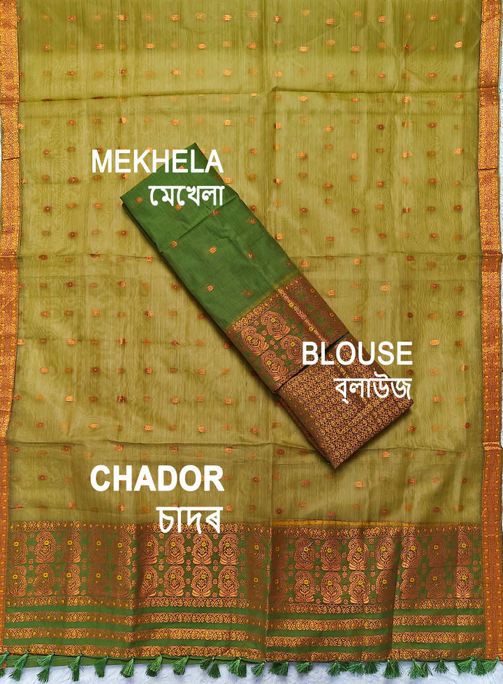 Ready-To-Wear Copper Jari Super Cotton Mekhela Art-Nuni Sador