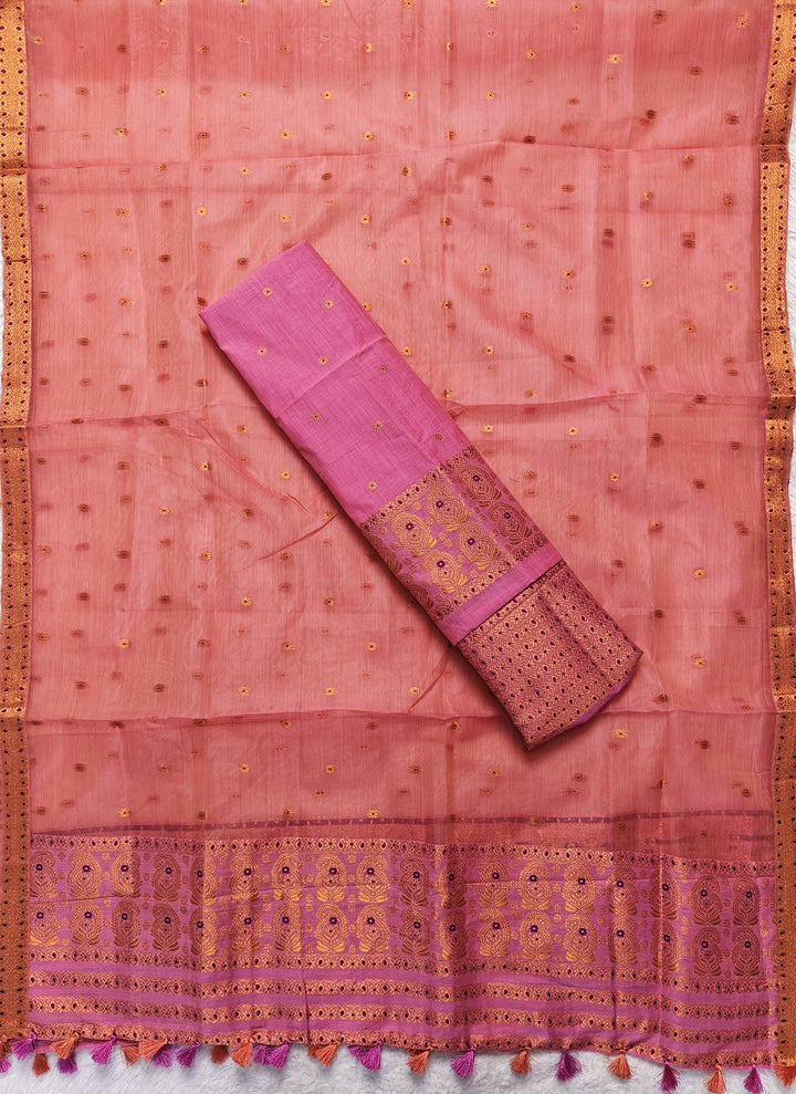 Ready-To-Wear Copper Jari Super Cotton Mekhela Art-Nuni Sador