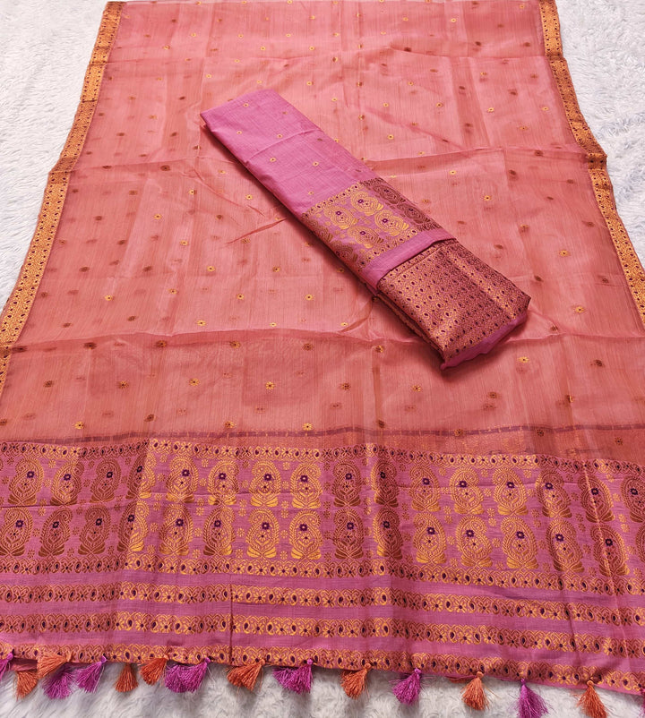 Ready-To-Wear Copper Jari Super Cotton Mekhela Art-Nuni Sador