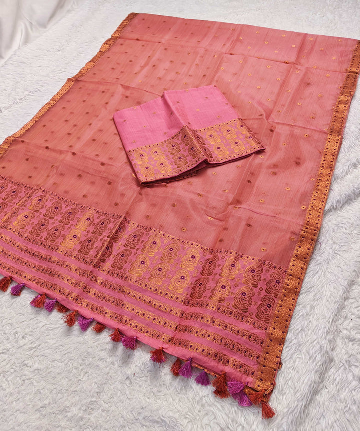 Ready-To-Wear Copper Jari Super Cotton Mekhela Art-Nuni Sador