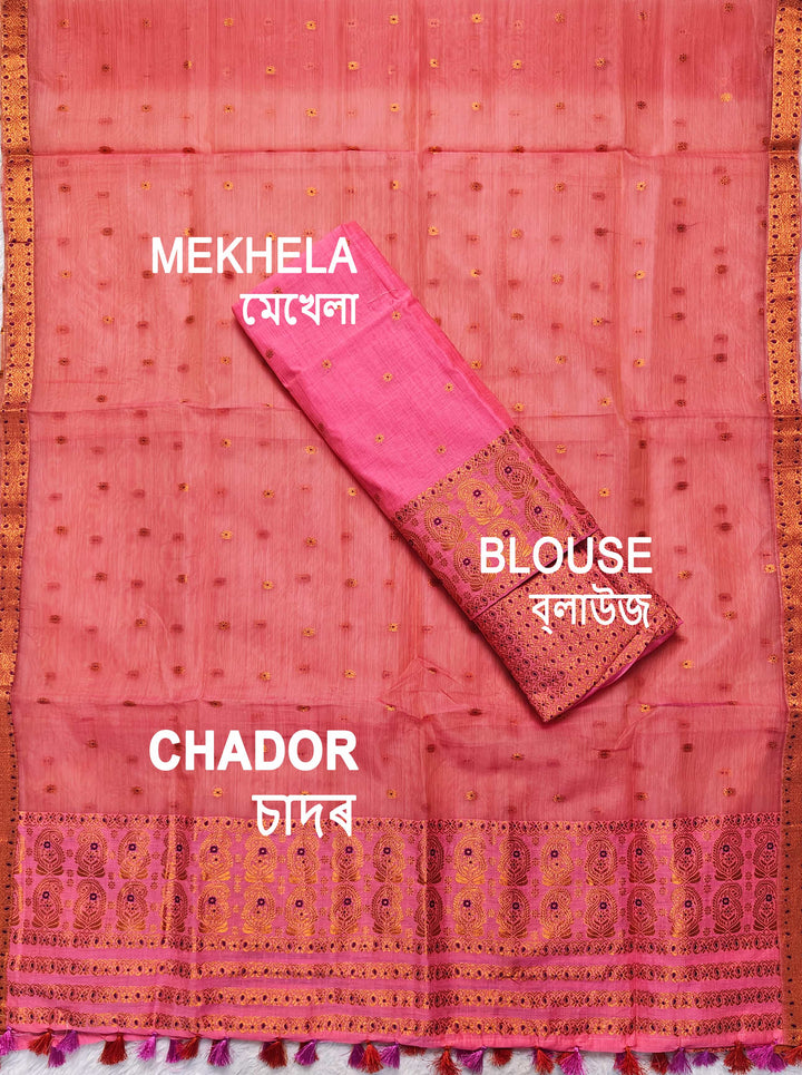 Ready-To-Wear Copper Jari Super Cotton Mekhela Art-Nuni Sador