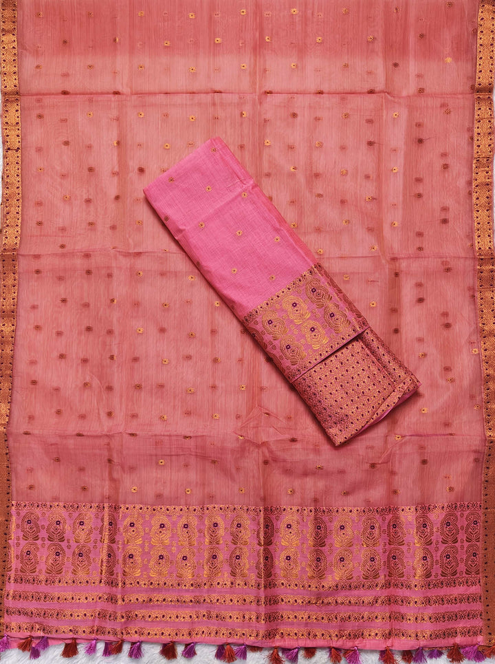 Ready-To-Wear Copper Jari Super Cotton Mekhela Art-Nuni Sador
