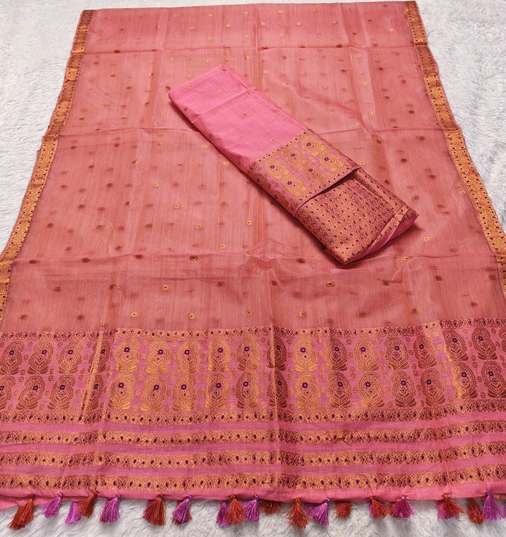 Ready-To-Wear Copper Jari Super Cotton Mekhela Art-Nuni Sador