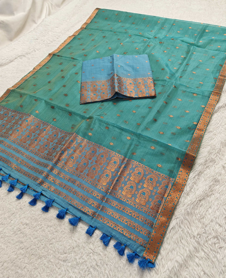 Ready-To-Wear Copper Jari Super Cotton Mekhela Art-Nuni Sador