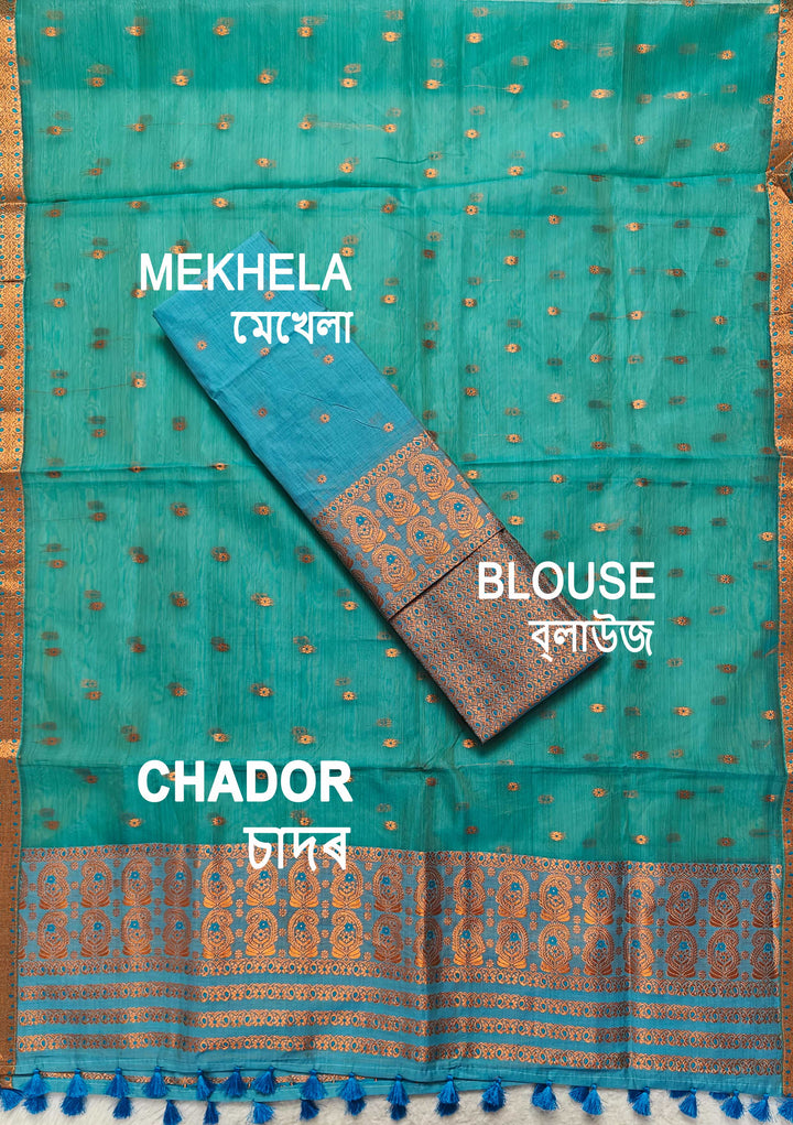 Ready-To-Wear Copper Jari Super Cotton Mekhela Art-Nuni Sador