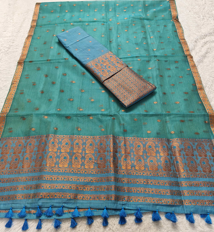 Ready-To-Wear Copper Jari Super Cotton Mekhela Art-Nuni Sador
