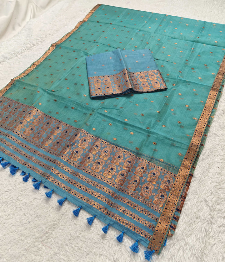 Ready-To-Wear Copper Jari Super Cotton Mekhela Art-Nuni Sador