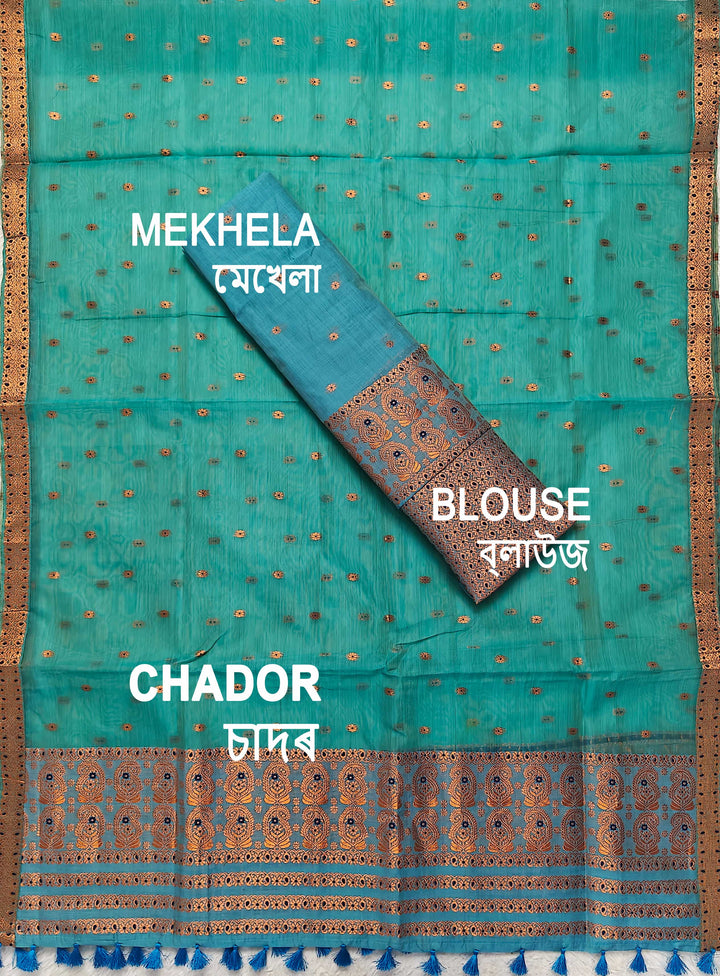 Ready-To-Wear Copper Jari Super Cotton Mekhela Art-Nuni Sador