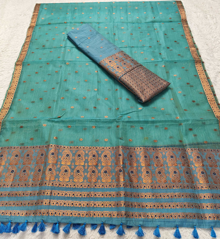 Ready-To-Wear Copper Jari Super Cotton Mekhela Art-Nuni Sador
