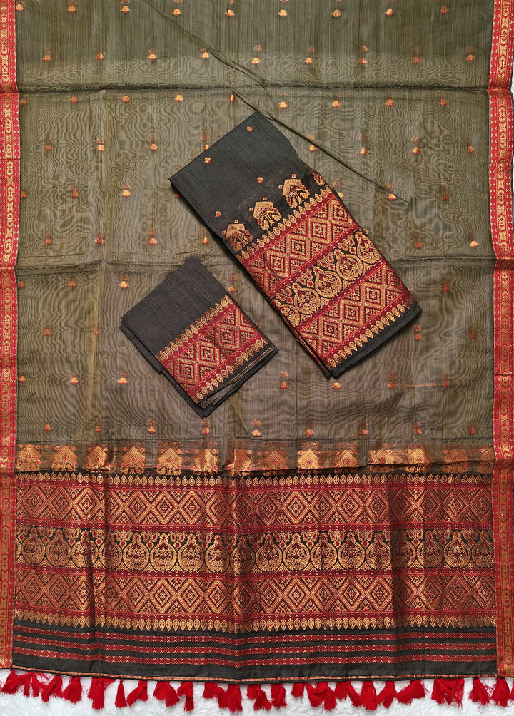 Ready-To-Wear Copper Jari Super Cotton Mekhela Art-Nuni Sador