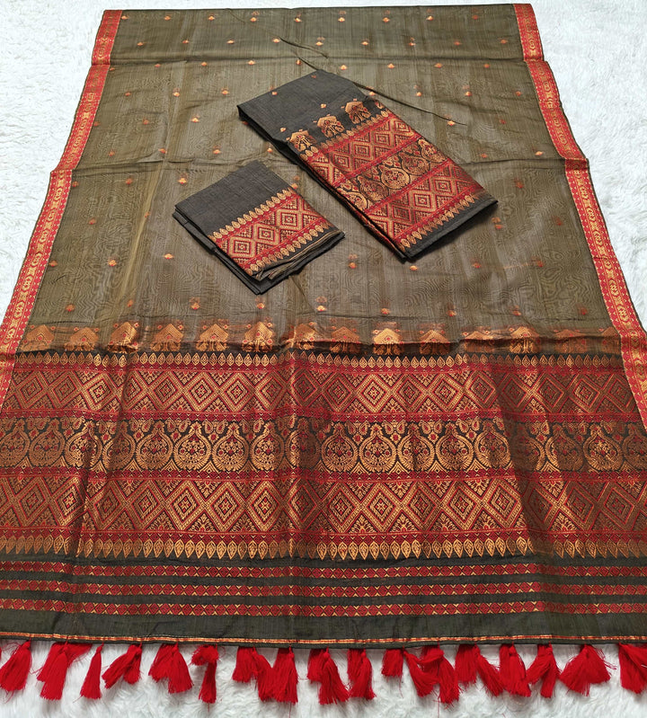 Ready-To-Wear Copper Jari Super Cotton Mekhela Art-Nuni Sador