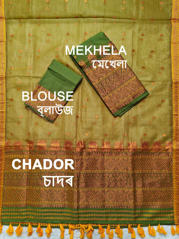 Ready-To-Wear Copper Jari Super Cotton Mekhela Art-Nuni Sador