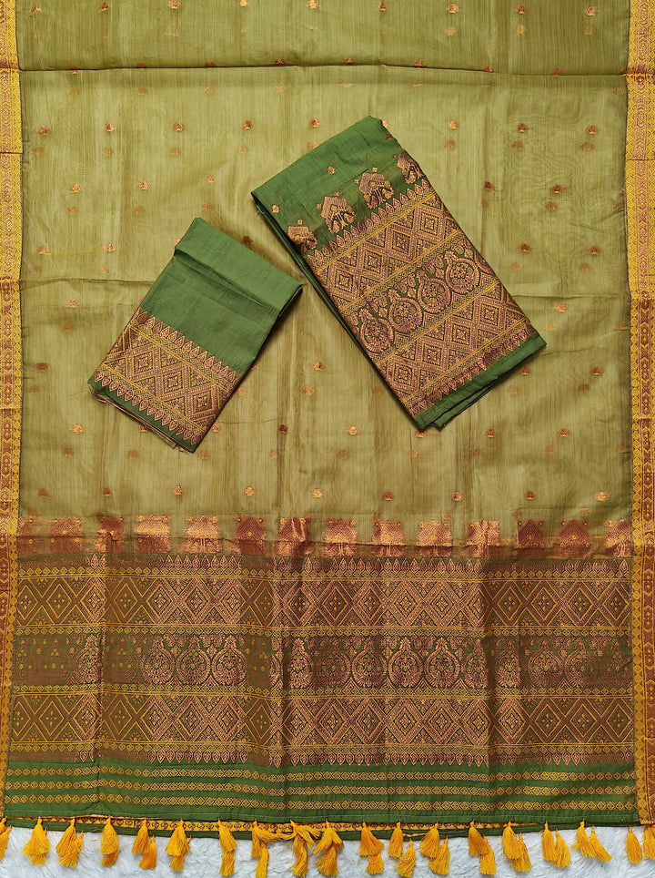 Ready-To-Wear Copper Jari Super Cotton Mekhela Art-Nuni Sador